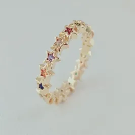 Anel Estrelas Colors Cravejado