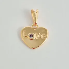 Pingente Coração Love com Pontinho de Zircônia