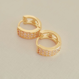 Brinco Argola Click Redondo com Microzircônias (G)