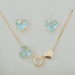 Conjunto 3 Corações (um liso e duas zircônias)