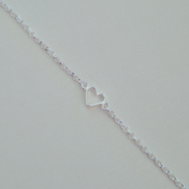 Pulseira Coração Fio Menor - Prata 925