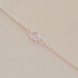 Pulseira Elo Português com Pedra Oval Cristal