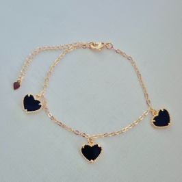 Pulseira Pingente Coração Preto