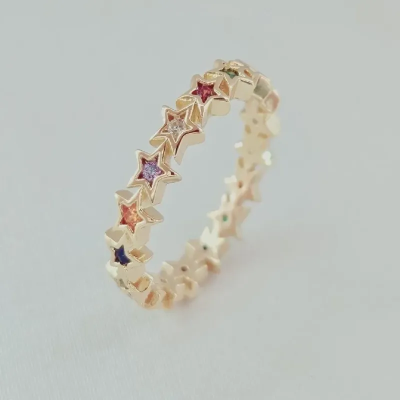 Anel Estrelas Colors Cravejado