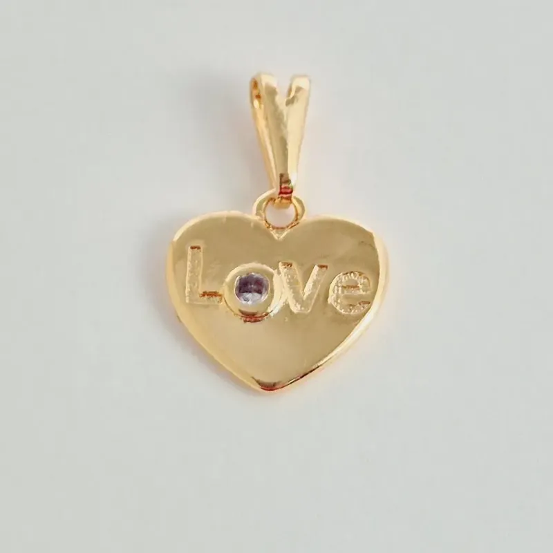 Pingente Coração Love com Pontinho de Zircônia