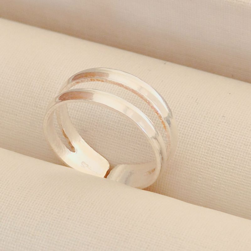 Anel Falange 2 aros lisos - Prata 925