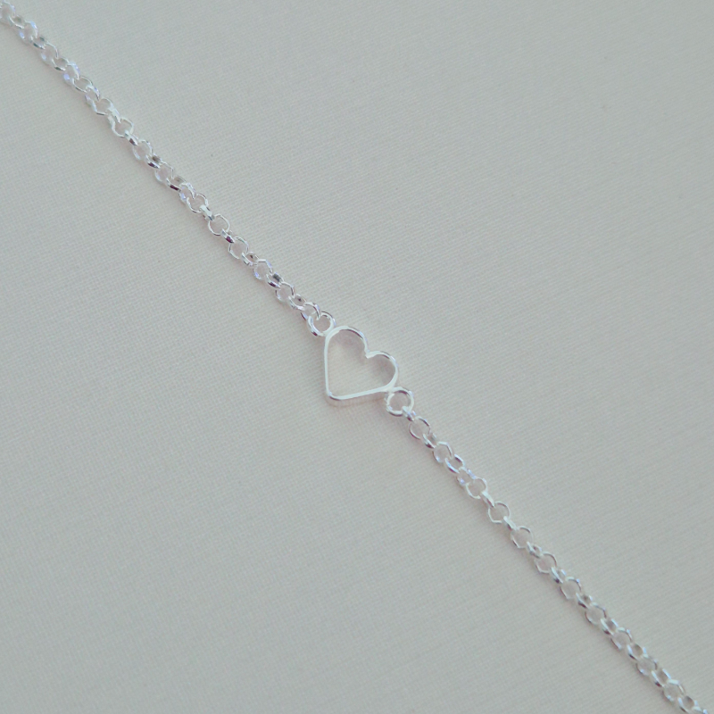 Pulseira Coração Fio Menor - Prata 925