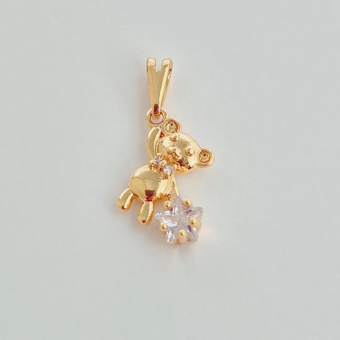 Pingente Ursinho com Estrela de Zircônia