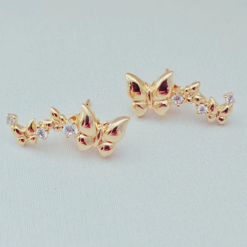 Brinco Ear Cuff Borboletas e Zircônia