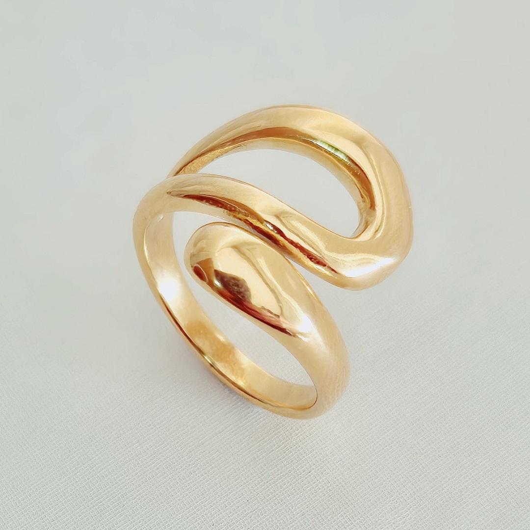 Anel Gota Vazada em Aço Inoxidável Dourado