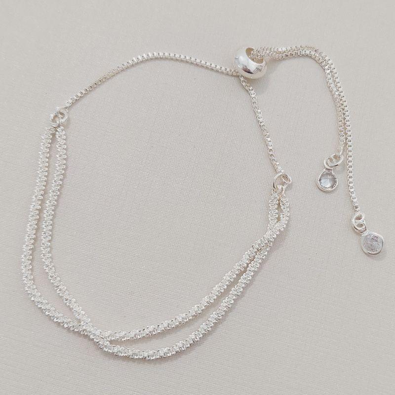 Pulseira Malha Trabalhada Dupla - Fecho Gravata